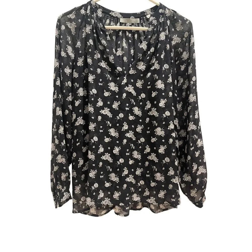 Vince Calico Floral Silk Blouse Women’s Size XS